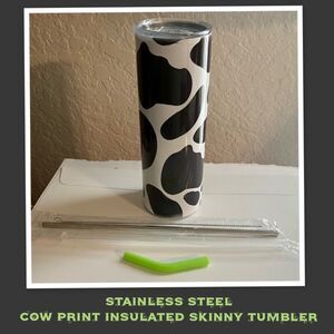 Stainless Steel Cow Print Insulated Skinny Tumbler